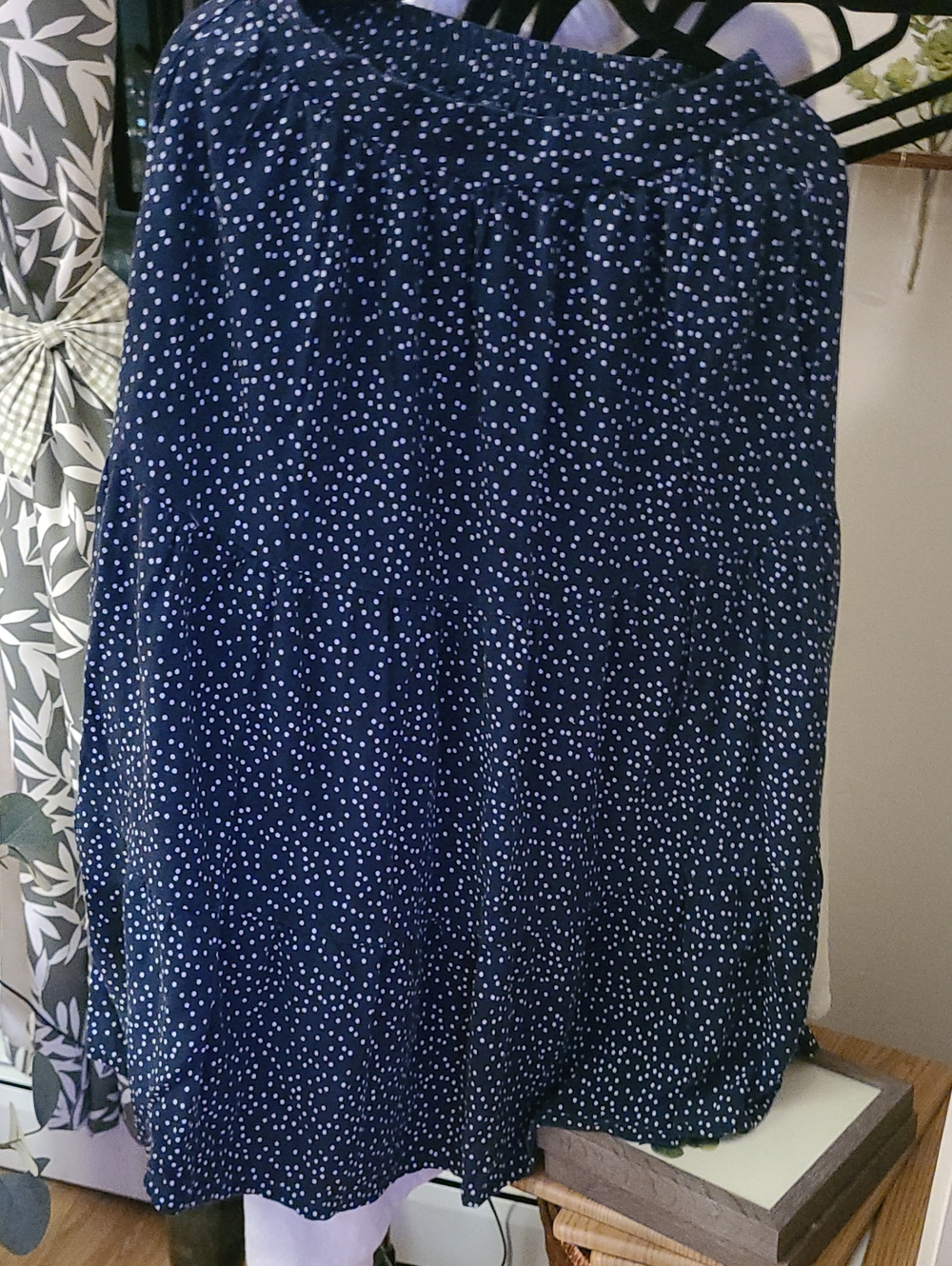 Navy Polka Dot A-Line Skirt
